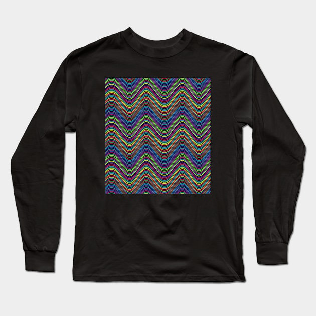 Striped Wave Pattern Long Sleeve T-Shirt by Stylebydesign